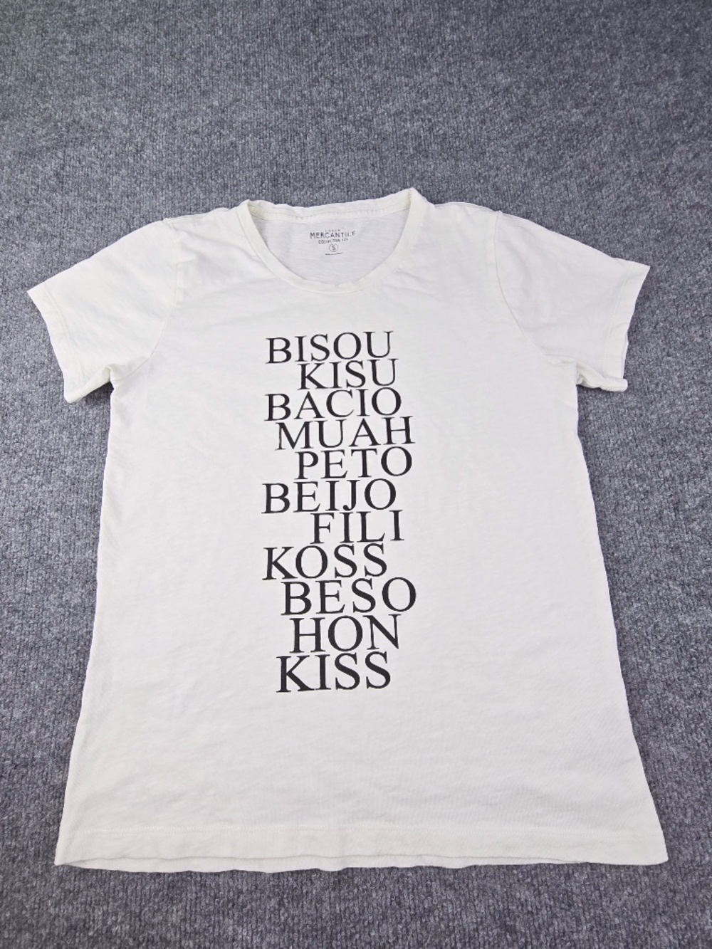 J.Crew Mercantile Multilingual Kiss Graphic Tee White S